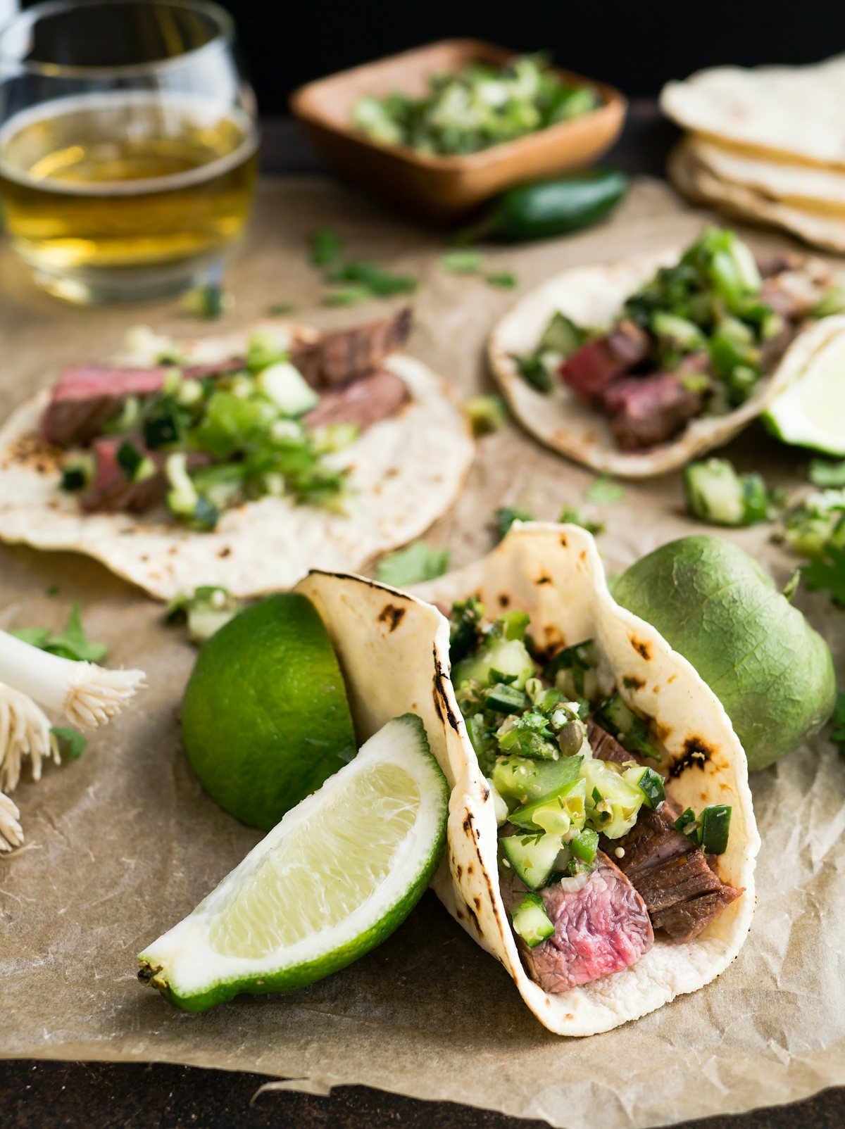 Beef tacos with fresh toppings